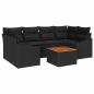 Preview: ARDEBO.de - 7-teiliges Garten-Sofa-Set mit Kissen in Schwarz aus Poly-Rattan mit Akazie
