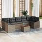 Preview: ARDEBO.de - 8-teiliges Garten-Sofa Set mit Kissen Grau Poly Rattan Akazie