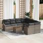 Preview: ARDEBO.de - 9-teiliges Garten Sofa Set mit Kissen Grau Poly Rattan Akazie