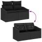 Preview: 6 teiliges Garten Sofa Set mit Kissen Schwarz Poly Rattan Akazienholz