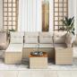 Preview: 7-teiliges Garten Sofa Set mit Kissen Beige Poly Rattan Akazie
