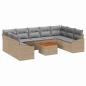 Preview: 10-teiliges Garten-Sofa-Set mit Kissen Beige Poly-Rattan Akazie