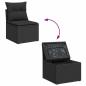 Preview: 10-teiliges Garten Sofa Set mit Kissen Schwarz Poly Rattan Akazie