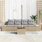 Preview: 5-teiliges Garten-Sofa-Set mit Kissen Beige Poly Rattan Akazie