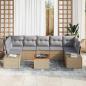 Preview: 8-teiliges Garten-Sofa-Set mit Kissen Beige Poly Rattan Akazie