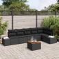 Preview: ARDEBO.de - 7 teiliges Garten Sofa Set mit Kissen Schwarz Poly Rattan Akazie