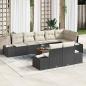 Preview: ARDEBO.de - 9-teiliges Garten Sofa Set mit Kissen Schwarz Poly Rattan Akazie