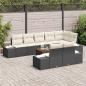 Preview: 9-teiliges Garten Sofa Set mit Kissen Schwarz Poly Rattan Akazie