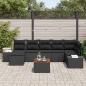 Preview: 8-teiliges Garten Sofa Set mit Kissen Schwarz Poly Rattan Akazie