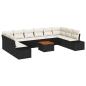 Preview: ARDEBO.de - 11-teiliges Garten-Sofa-Set mit Kissen Schwarz Poly Rattan Akazie