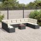 Preview: 11-teiliges Garten-Sofa-Set mit Kissen Schwarz Poly Rattan Akazie