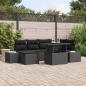 Preview: ARDEBO.de - 7-teiliges Garten Sofa Set mit Kissen Schwarz Poly Rattan