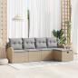 Preview: ARDEBO.de - 5-teiliges Garten Sofa Set mit Kissen Beige Poly Rattan
