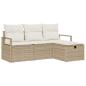 Preview: 4-tlg. Garten Sofa Set mit Kissen Beiges Poly Rattan, 2-Sitzer Garten Sofa mit Kissen Beiges Poly Rattan