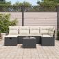 Preview: 7-teiliges Garten-Sofa-Set mit Kissen Schwarzes Poly-Rattan, 2-Sitzer Garten-Sofa mit Kissen Schwarzes Poly-Rattan
