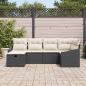 Preview: 6-teiliges Garten-Sofa-Set mit Kissen Schwarz Poly Rattan
