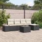 Preview: ARDEBO.de - 6-teiliges Garten-Sofaset mit Kissen Schwarz Poly-Rattan