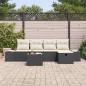 Preview: 6-teiliges Garten-Sofaset mit Kissen Schwarz Poly-Rattan