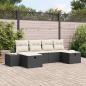 Preview: ARDEBO.de - 6-teiliges Garten Sofa Set mit Kissen in Schwarz aus Poly-Rattan
