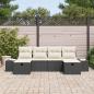 Preview: 6-teiliges Garten Sofa Set mit Kissen in Schwarz aus Poly-Rattan
