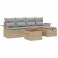 Preview: 6-teiliges Garten Sofa Set mit Kissen Beige Poly-Rattan