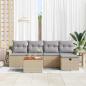 Preview: 6-teiliges Garten Sofa Set mit Kissen Beige Poly-Rattan