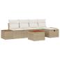Preview: 6-teiliges Garten-Sofa Set mit Kissen Beige Poly Rattan