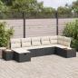 Preview: ARDEBO.de - 7-teiliges Garten-Sofa-Set mit Kissen Schwarz Poly-Rattan