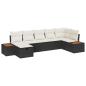 Preview: 7-teiliges Garten-Sofa-Set mit Kissen Schwarz Poly-Rattan