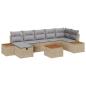 Preview: 8-teiliges Garten-Sofa-Set mit Kissen Beige Poly Rattan