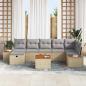 Preview: 8-teiliges Garten-Sofa-Set mit Kissen Beige Poly Rattan