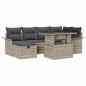 Preview: 7-teiliges Garten Sofa Set mit Kissen Hellgrau Poly Rattan