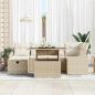 Preview: 7-teilige Garten Sofa Set mit Kissen Beige Poly Rattan