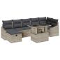 Preview: 8-teiliges Garten-Sofa-Set mit Kissen Hellgrau Poly-Rattan