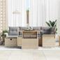 Preview: 7-teiliges Garten-Sofa-Set mit Kissen Beige Poly-Rattan