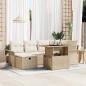 Preview: ARDEBO.de - 7-teiliges Garten Sofa Set mit Kissen Beige Poly Rattan