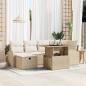 Preview: ARDEBO.de - 7-teiliges Garten Sofaset mit Kissen Beige Poly Rattan