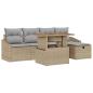 Preview: 6-teiliges Garten-Sofa-Set mit Kissen Beige Poly-Rattan