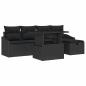 Preview: Gartensofa-set 6 stk. Schwarz Poly-Rattan