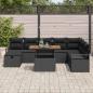 Preview: 9-teiliges Garten Sofa Set mit Kissen schwarzes Poly-Rattan, 2-Sitzer Garten Sofa mit Stauraum & Kissen schwarzes Poly-Rattan