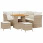 Preview: 8-teiliges Garten Sofa Set mit Kissen Beige Poly Rattan Akazie, 3-teiliges Garten Esszimmer Set mit Kissen Beige Poly Rattan Akazie