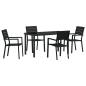 Preview: 5 Teile Garten Esstisch Set Schwarz HDPE