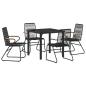 Preview: 5-teiliges Garten-Dining-Set Schwarz PVC-Rattan