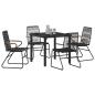 Preview: 5-teiliges Garten-Dining-Set Schwarz PVC-Rattan