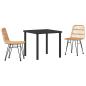 Preview: 3-teiliges Garten-Ess-Set in Braun aus Poly-Rattan
