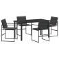 Preview: 5-teiliges Garten-Dining-Set mit Kissen schwarz Textilene und Stahl