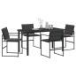 Preview: 5-teiliges Garten-Dining-Set mit Kissen schwarz Textilene und Stahl