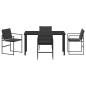 Preview: 5-teiliges Garten-Dining-Set mit Kissen schwarz Textilene und Stahl