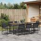 Preview: ARDEBO.de - 9-teiliges Garten Essgruppe mit Kissen Schwarz Textilene und Stahl