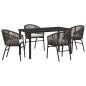 Preview: 5-teiliges Garten-Essgruppen-Set aus braunem Poly-Rattan